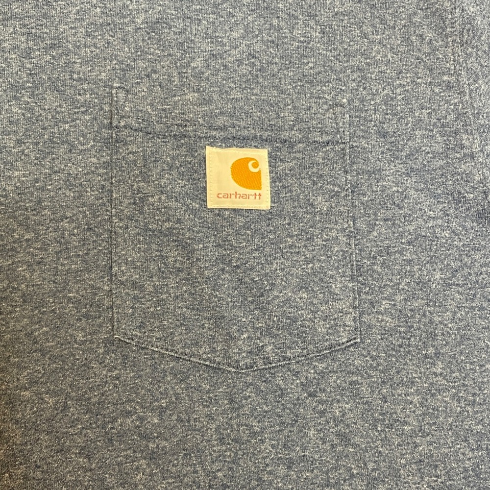 Carhartt K87 Mens XL Loose Fit Pocket T-Shirt Blue Heather Short Sleeve Work Tee - Picture 3 of 7